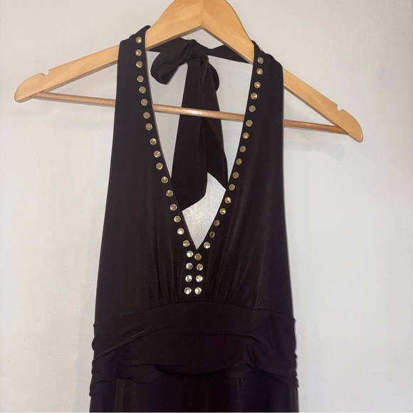 Donna Ricco Y2K Halter Fairy Midi Dress. Chocolate Brown. Size: 10. - Picture 3 of 9